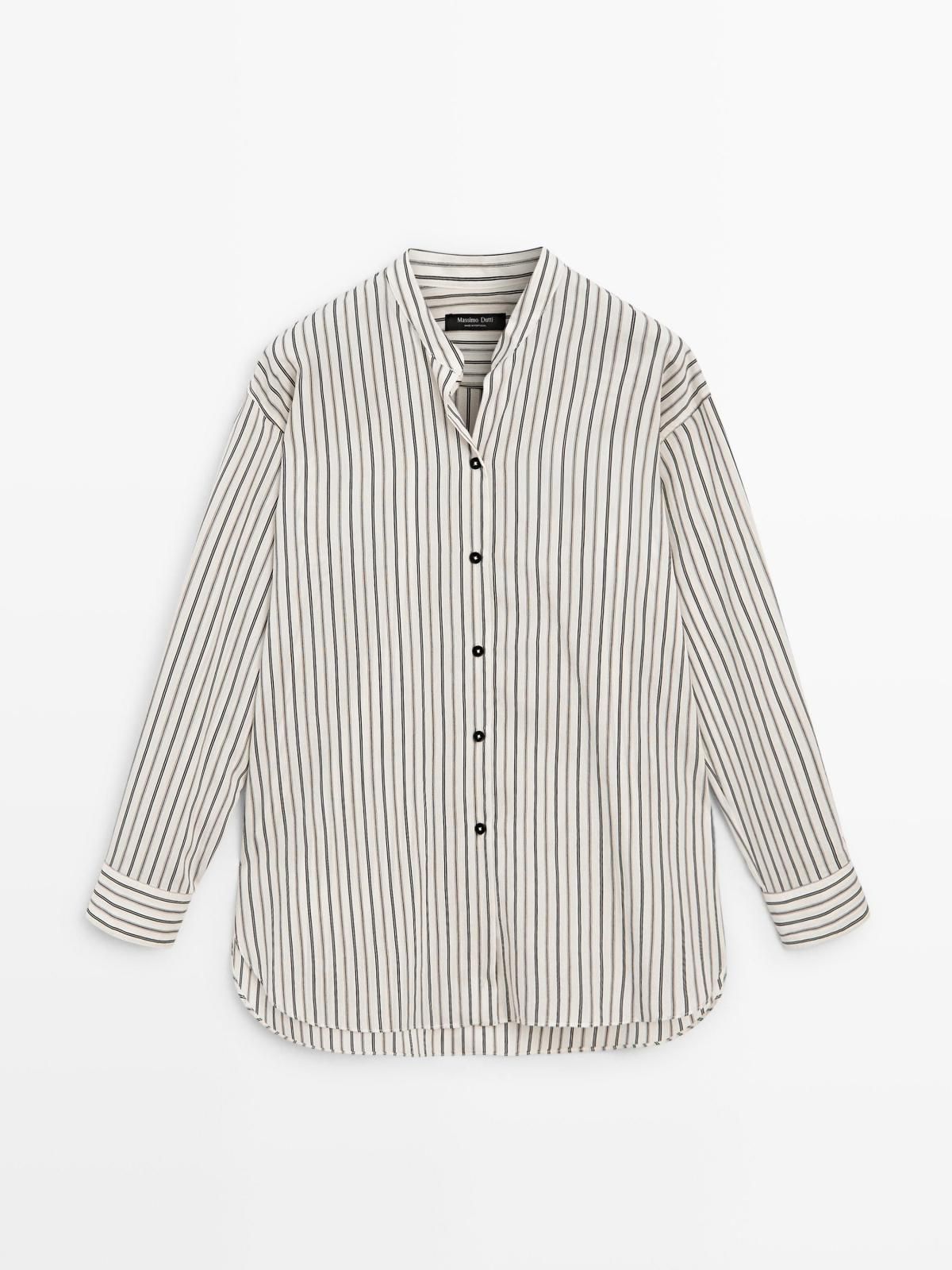 마시모두띠 스트라이프 스탠드카라 긴팔 셔츠 5123/723 OFF WHITE - 상품 이미지