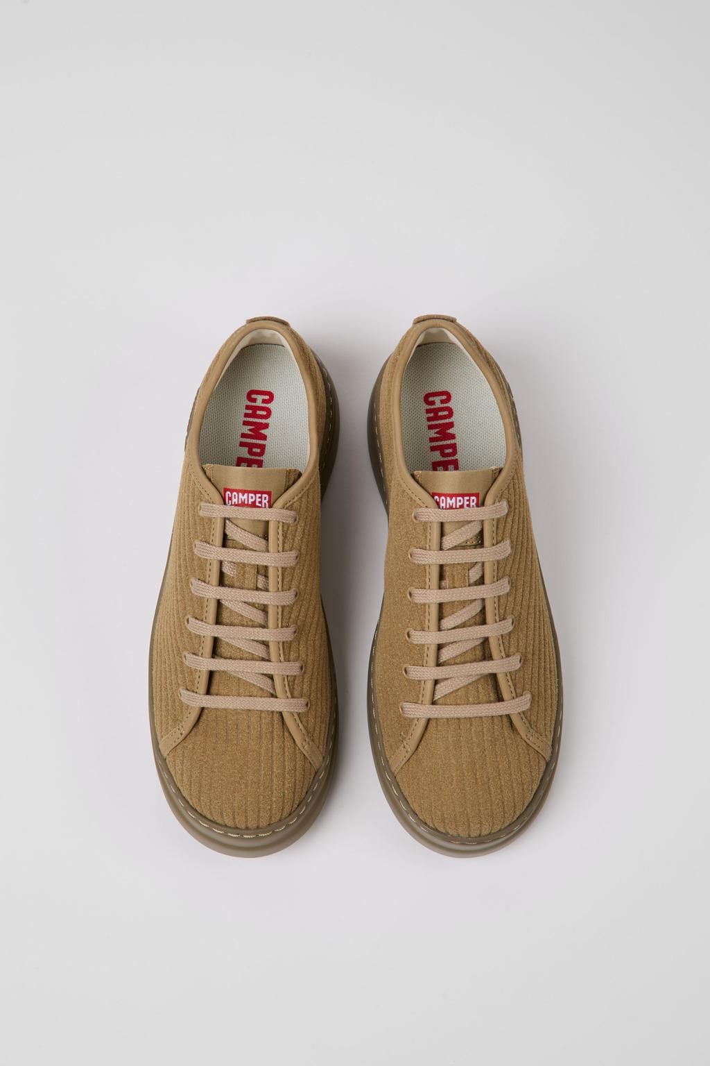 캠퍼 리사이클 가죽 여성 스니커즈 Runner Up K201457-001 BEIGE - 상세 이미지 4