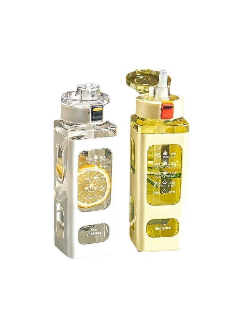 투명 휴대용 음료수 보틀 물병 스트랩 텀블러 리필용 디자인 레드 700ml 이미지 6