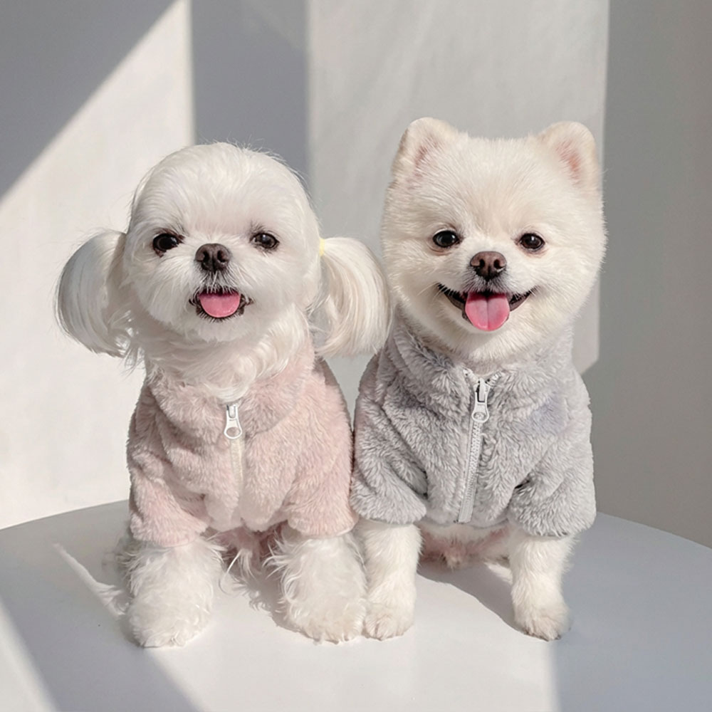 크레용펫 강아지 후리스 뽀글이 집업 겨울옷 - 상품 이미지