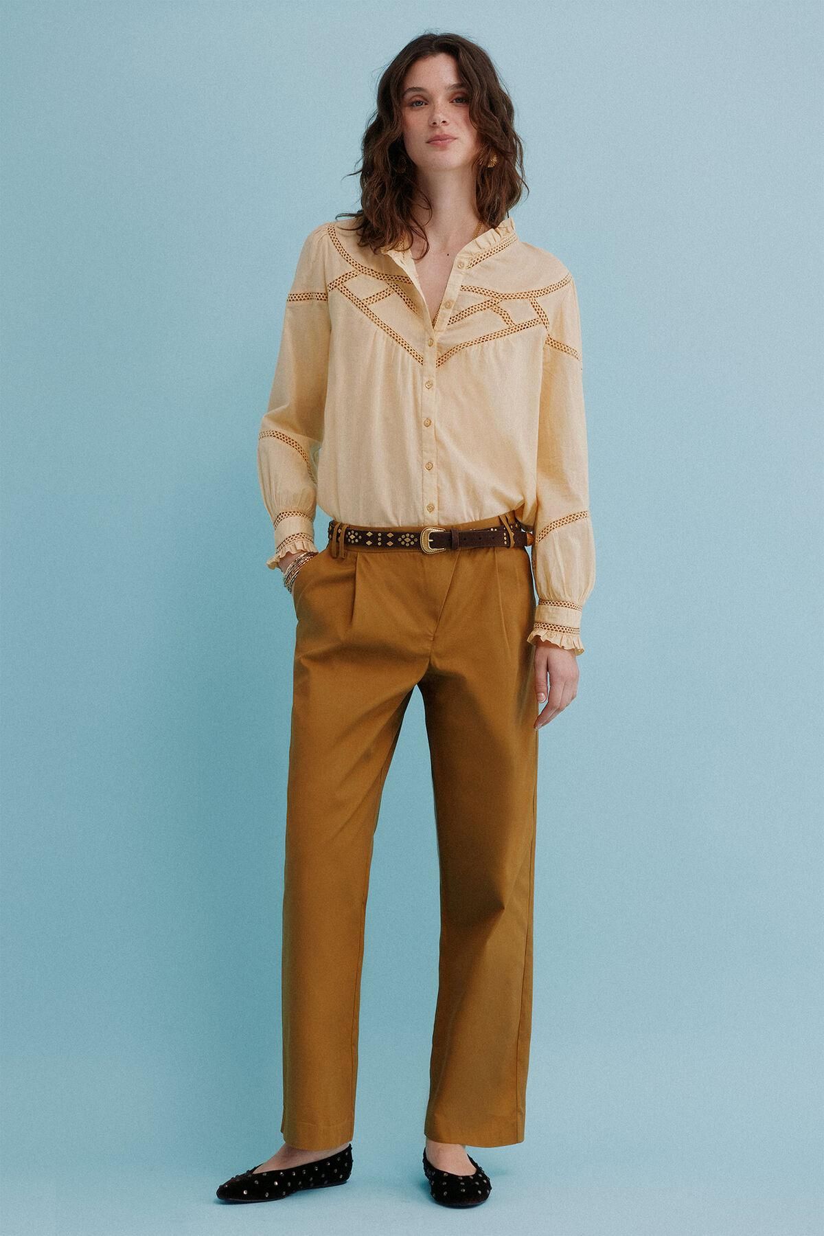 호스 인트로피아 프론트 플리츠 슬랙스 팬츠 6543036 AMARILLO - 상세 이미지 3