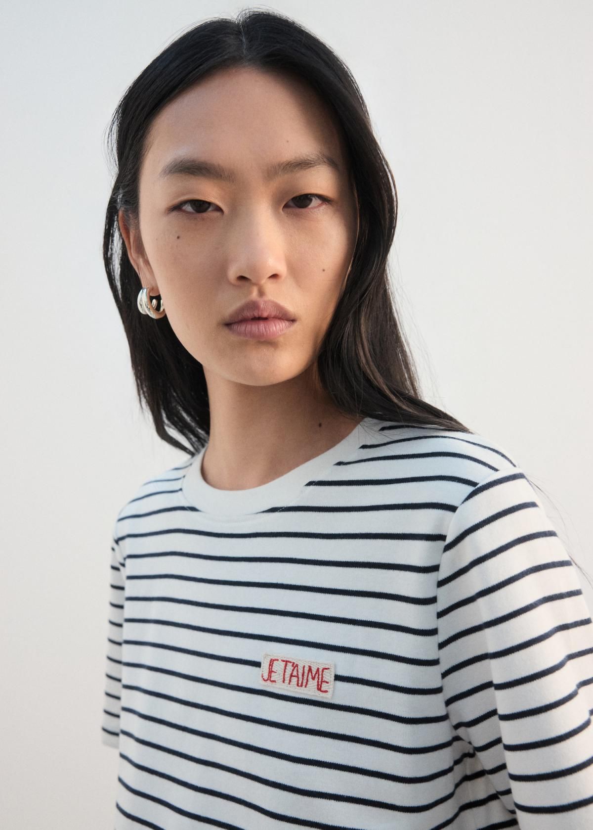 망고 스트라이프 코튼 반팔 티셔츠 27002543 AZUL MARINO - 상세 이미지 5