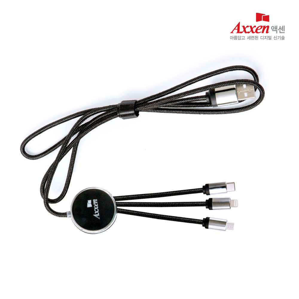 액센 USB-C타입 8핀 5핀 3in1 멀티 고속 충전 데이터 케이블 1.2M - 상세 이미지 3