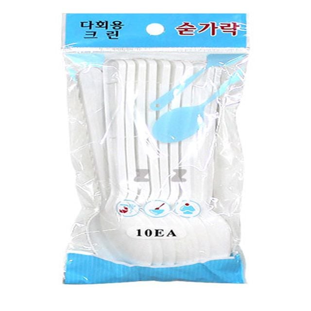 다회용 크린 숟가락 10개 숟가락 실내 야외용 스푼 - 상품 이미지