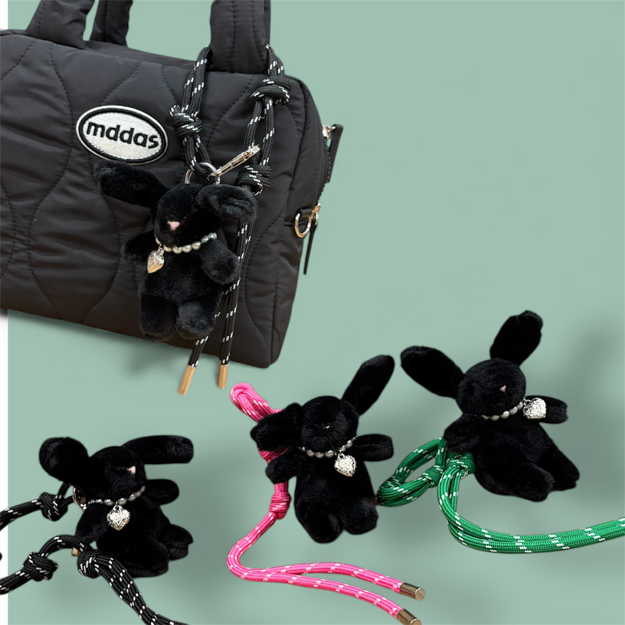 mddas 토끼 키링 스트랩 인형 열쇠고리 가방참 백참 차 키 홀더 연말 선물