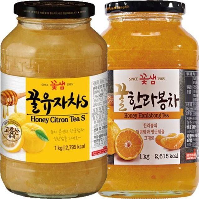 꽃샘 꿀유자차S 1kg + 꿀한라봉차 1kg GWM - 상품 이미지