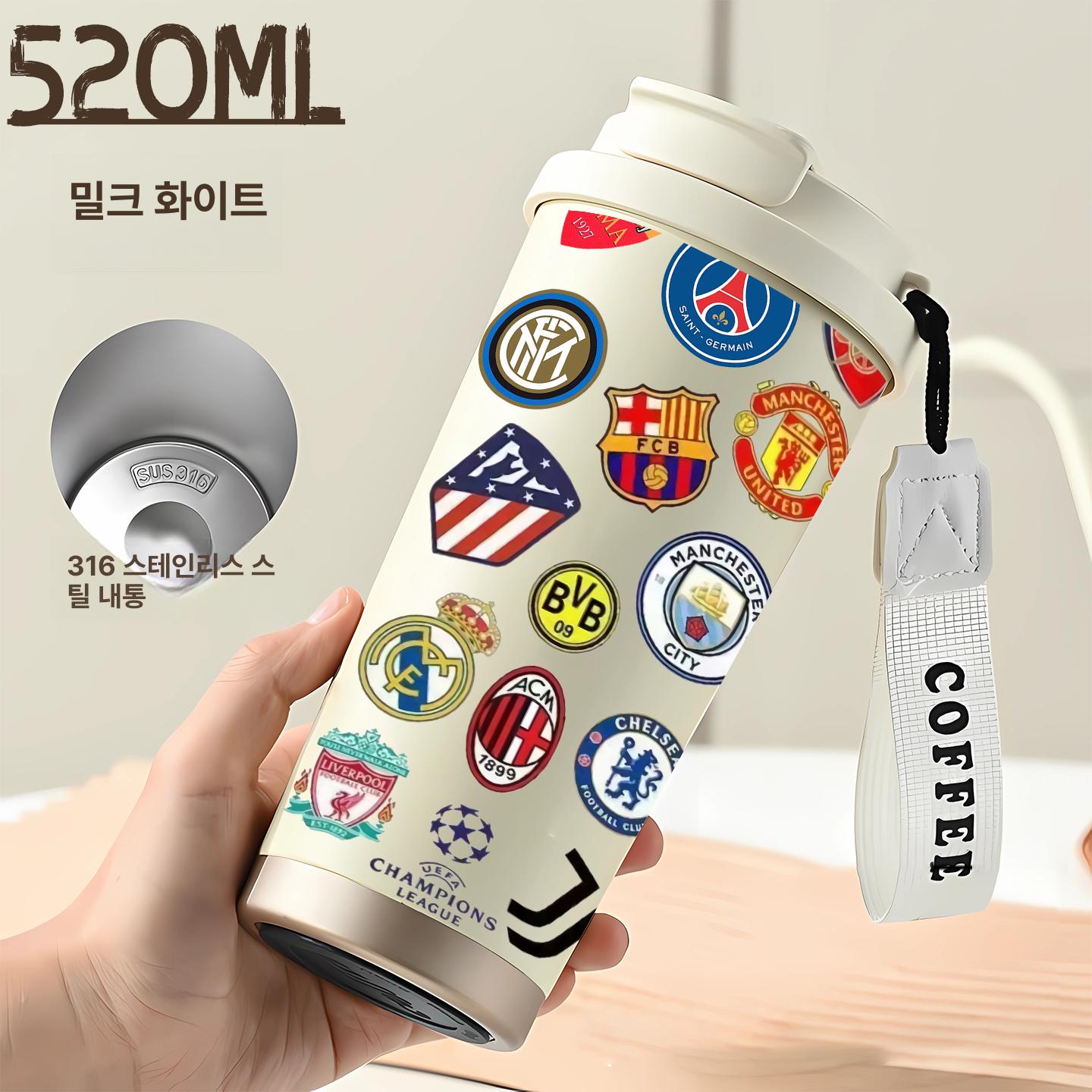 스테인 보온 빨대 커피컵 물컵 남성용 밀크화이트+손목 스트랩+간단 316 - 상품 이미지