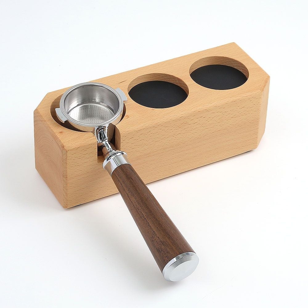 바리스타 우드 탬퍼받침대 커피 포터필터 거치대 58mm - 메인 이미지