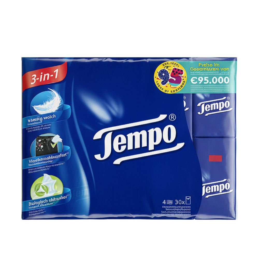 템포 4겹 휴지 tempo 포켓 티슈 휴대용 티슈 화장지 30개입 - 상품 이미지