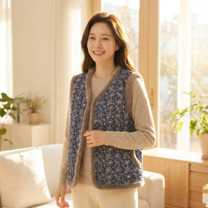 마벨로제 꽃무늬 김장조끼 할머니조끼 촌캉스룩 남녀공용 착용 후기 | 사이즈/핏 총정리 - 상품 이미지 4