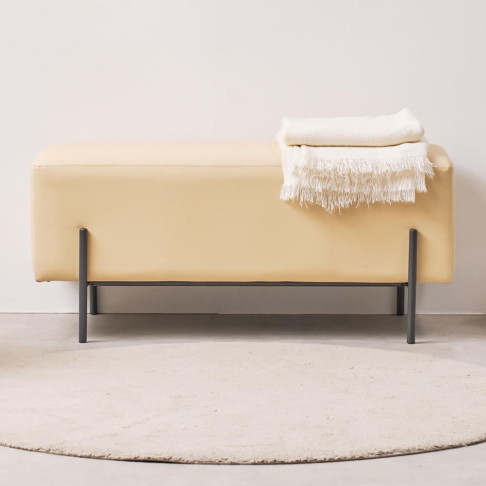 디부 편한 식탁 벤치의자 실리콘 가죽 긴의자 아이보리