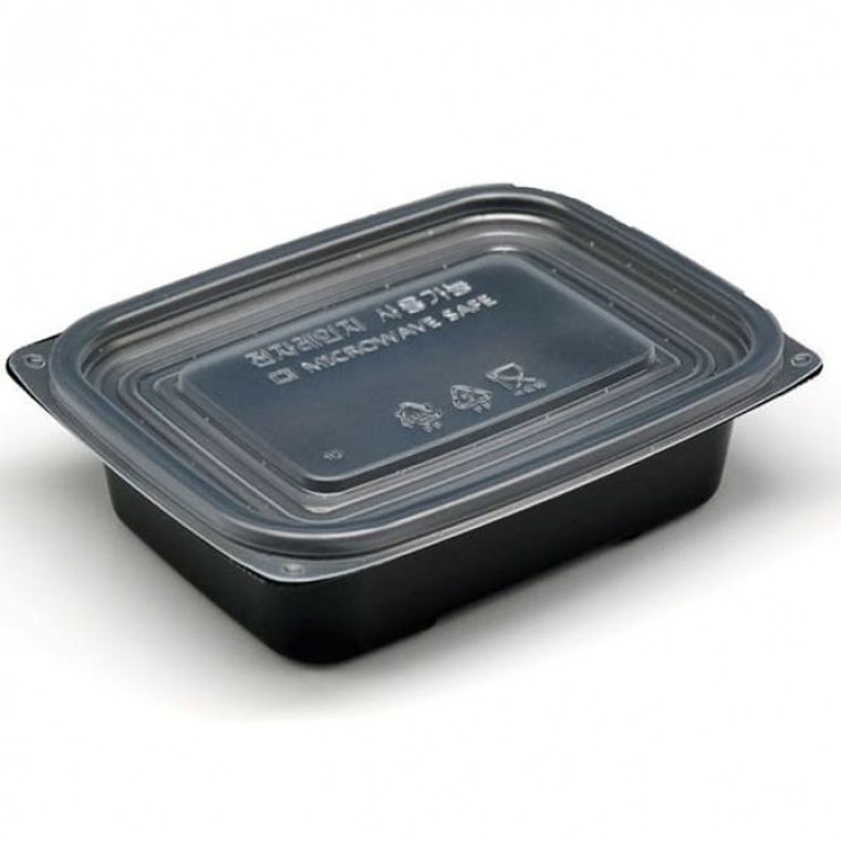 일회용 용기 배달 포장 전자렌지 검정500ml 100P - 메인 이미지