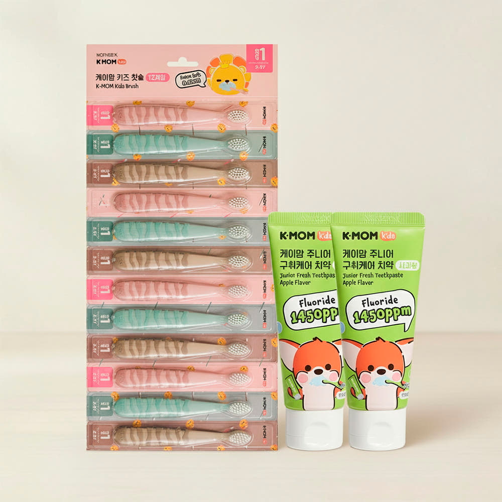 케이맘 키즈 유아 칫솔 12개입 + 어린이 치약 2개 (치약선택) 어린이 구강 - 상품 이미지