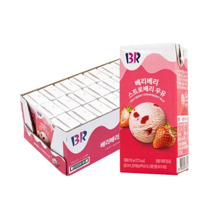 배스킨라빈스 베리베리 스트로베리 우유 190ml x 24개입