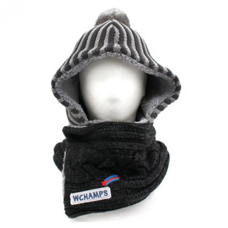 W챔스 어린이 후드 워머 목도리 후드넥 방한 모자