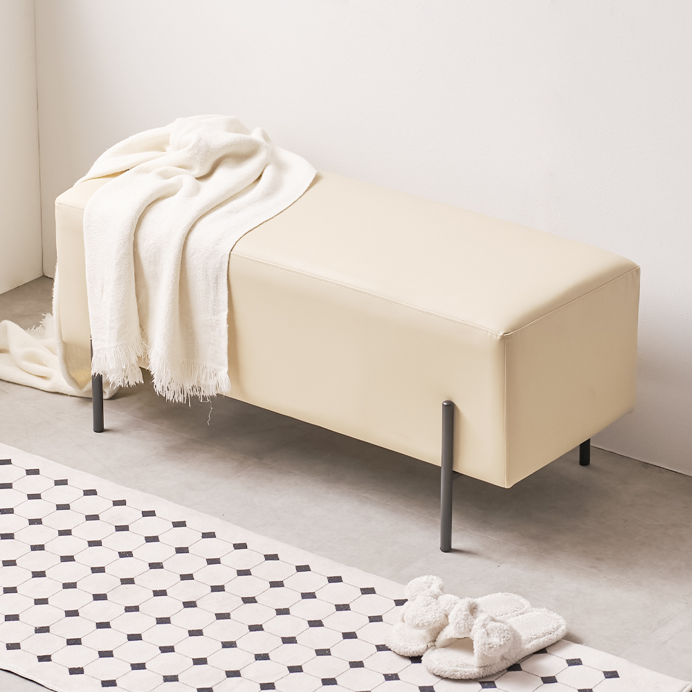 디부 편한 식탁 벤치의자 실리콘 가죽 긴의자 아이보리