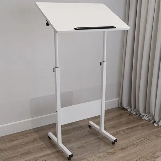 스탠딩 책상 높이 조절 리프팅 각도조절 이동식 스틸프레임 흰색 각도조절 60x40cm - 상품 이미지