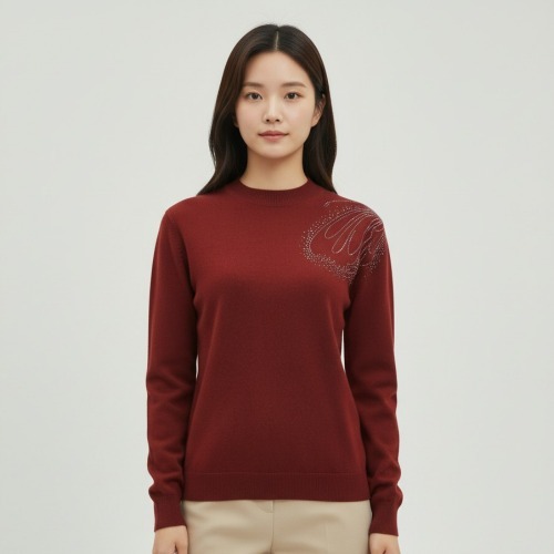 엄마옷 조이마담 T51816 나비 큐빅 니트 티셔츠 중년여성의류 - 상품 이미지