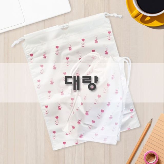 곰돌이 나시지 파우치 복주머니 조리개 400매 27x35+4 - 상품 이미지