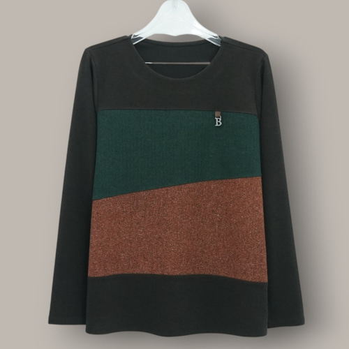 엄마옷 조이마담 T51817 B 배색 티셔츠 중년여성의류 - 상세 이미지 2