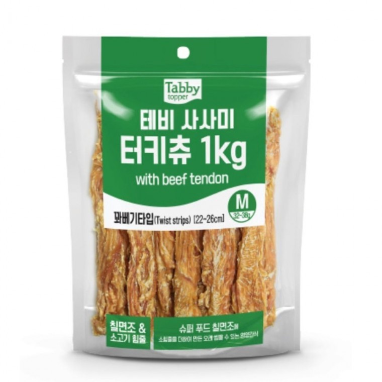 테비 강아지 간식 사사미 스틱 애견간식 꽈배기M 1kg - 상품 이미지