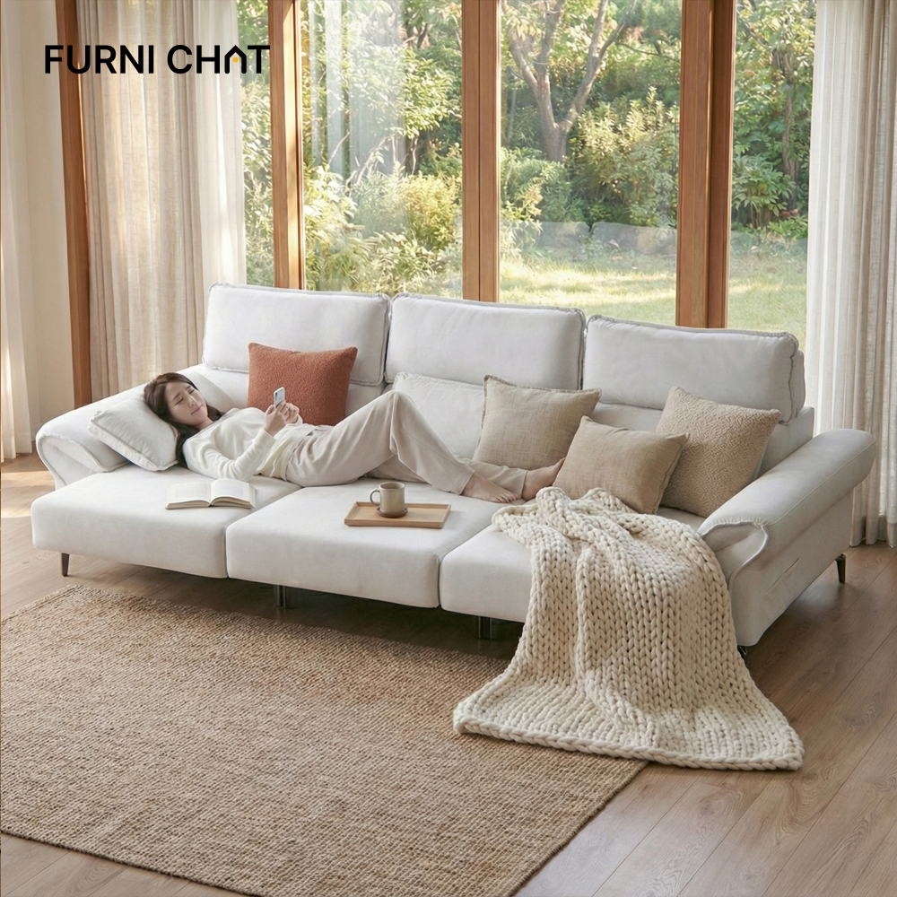 퍼니챗 몬스터 5인용 코너형 이지클린 패브릭 무빙소파 슬라이드 모션소파