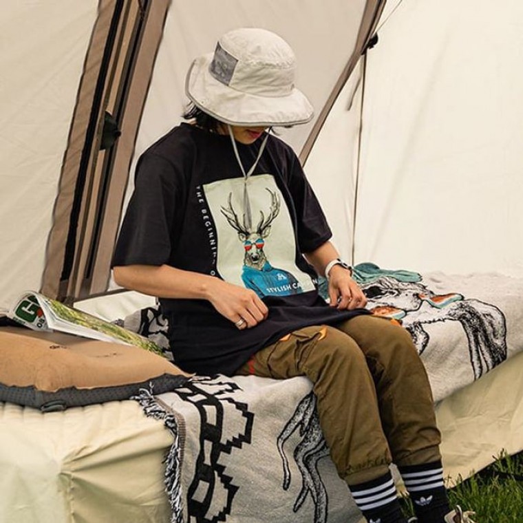 카즈미 데일리 남자 여자 반팔티 아트페인팅 캠핑 여름 티셔츠 XXL - 상품 이미지