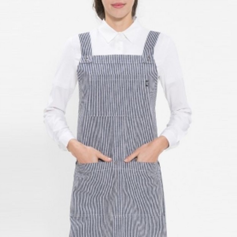 H형 줄무늬 앞치마 네이비 화이트 요리 주방 공방 - 상품 이미지