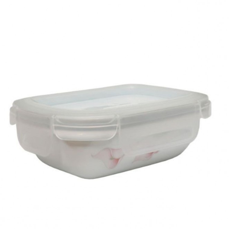 코렐 백합 도자기 뚜껑 반찬통 200ml 직사각 오븐 - 메인 이미지