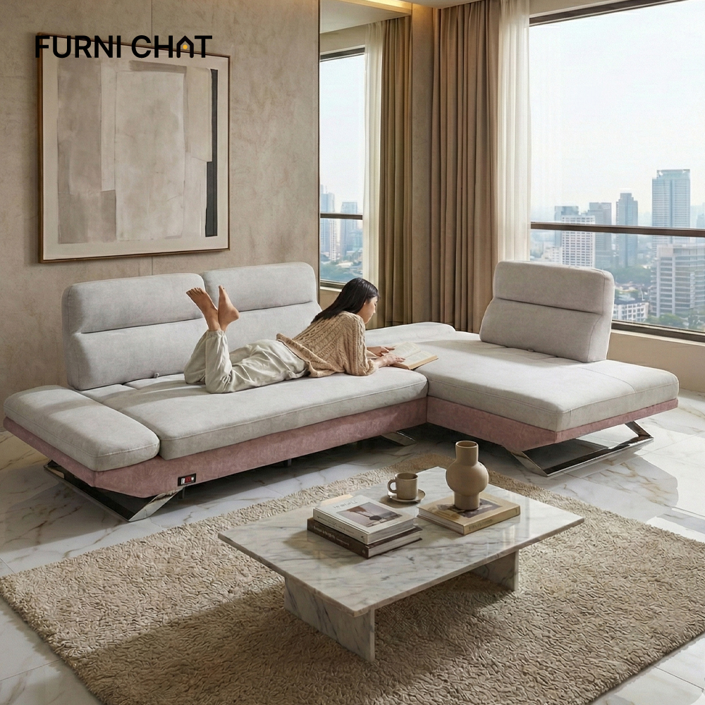 퍼니챗 아리아 조야 패브릭 이지클린 4인용 카우치소파 스윙소파