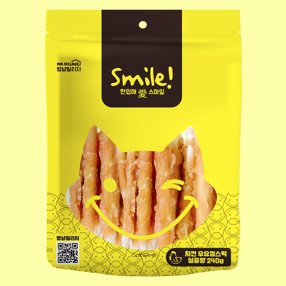 스마일 소가죽 우유껌 강아지 덴탈츄 강아지 오래츄 치킨 스틱, 240g, 1개 - 상품 이미지
