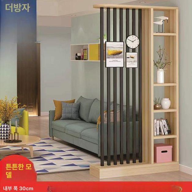 북유럽 스타일 거실 파티션 가벽 칸막이 소파 현관 가리개 웜화이트+블랙 5개 기둥+80x30x205 - 상세 이미지 4