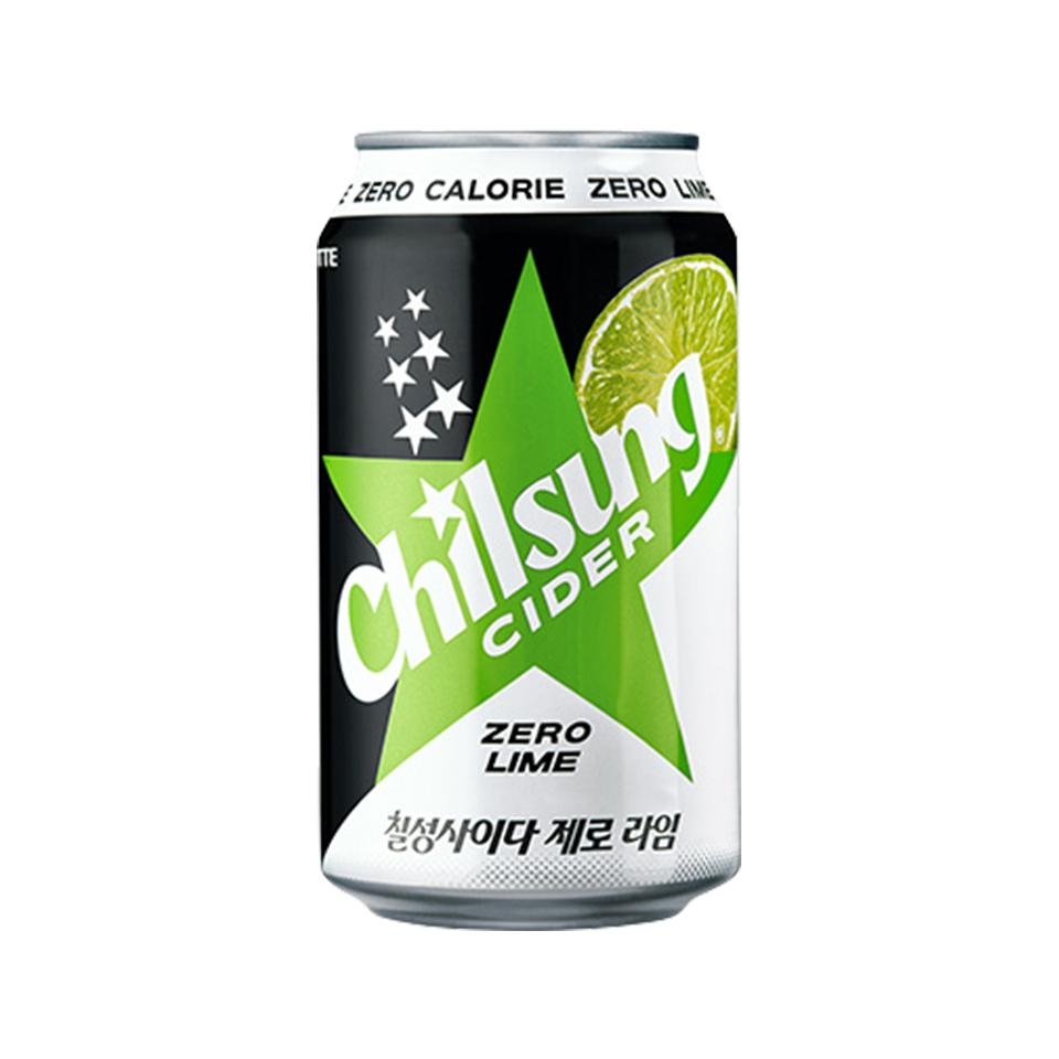 메가마트 롯데칠성 칠성사이다 제로 라임 355ml x 24개 - 상품 이미지