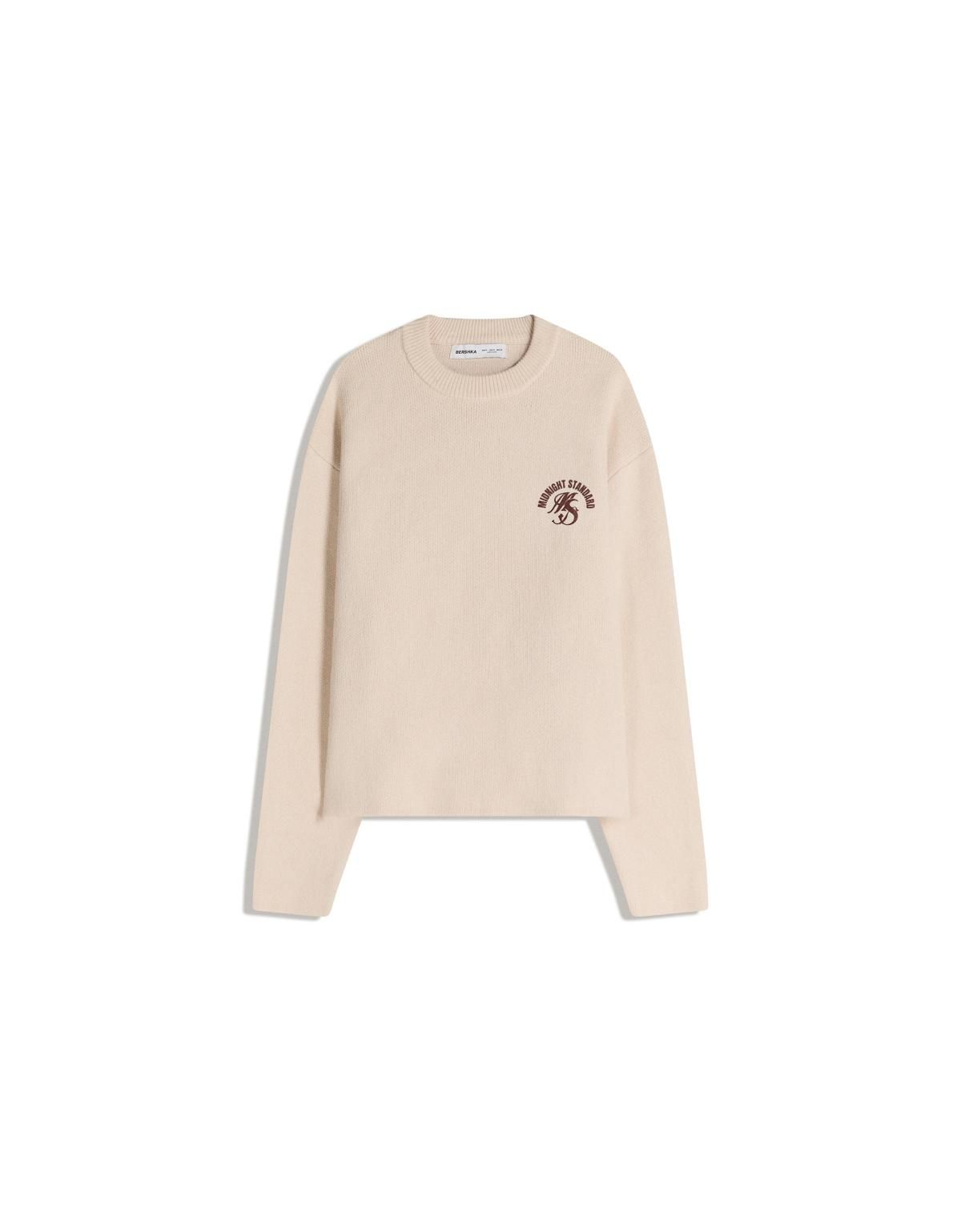 버쉬카 자카드 프린트 라운드 니트 스웨터 7351/693 BEIGE - 메인 이미지