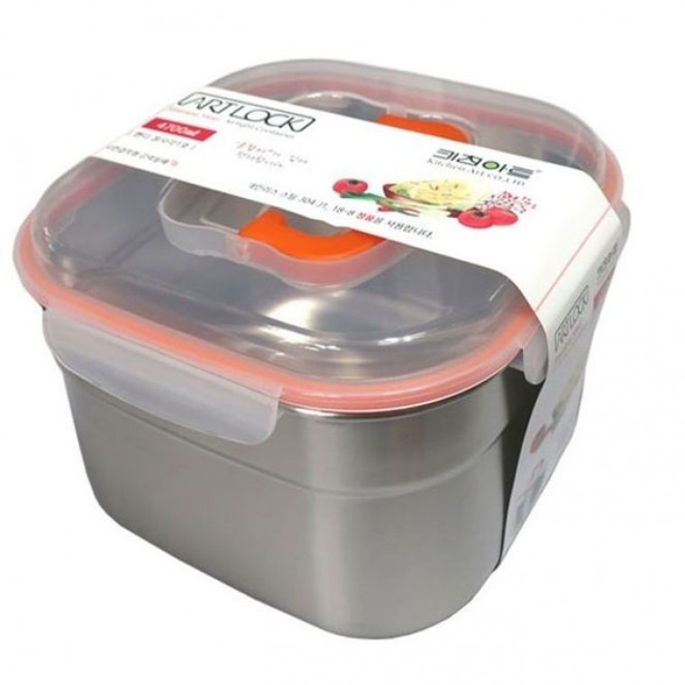 키친아트 밀폐 용기 김치통 반찬통 스텐 6L - 상품 이미지