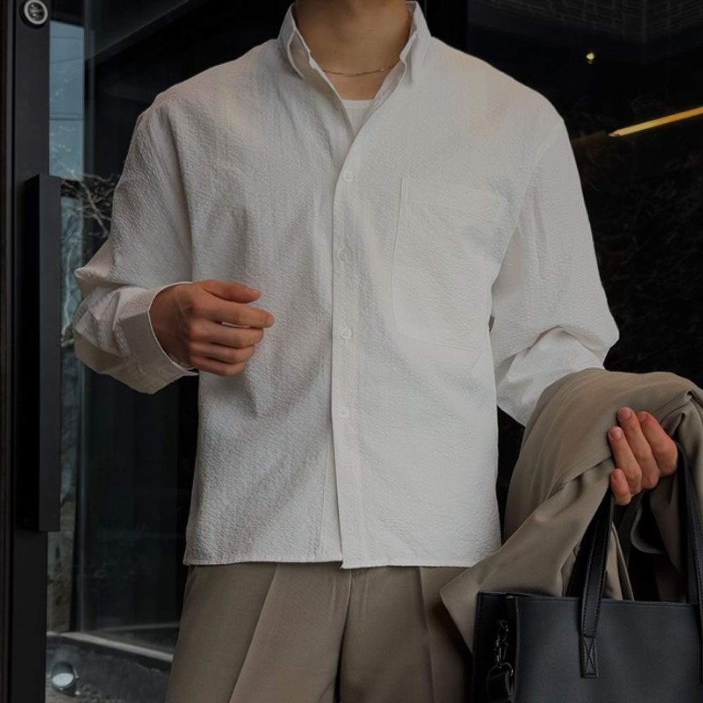 아웃핏 남자 셔츠 스트라이프 크롭 로아 3color - 상품 이미지