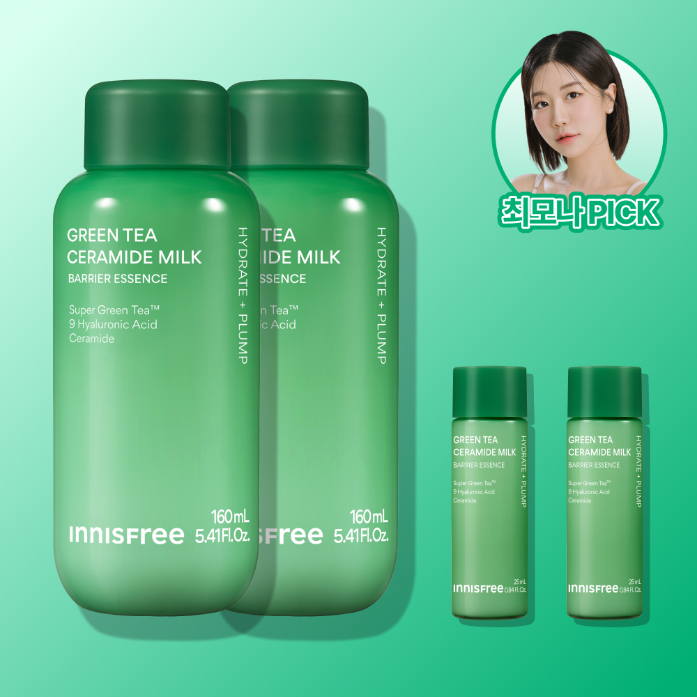 [최모나pick] 이니스프리 그린티 세라마이드 밀크 보습 에센스/수분 속건조 장벽 화잘먹 160ml, 2개 제품 이미지