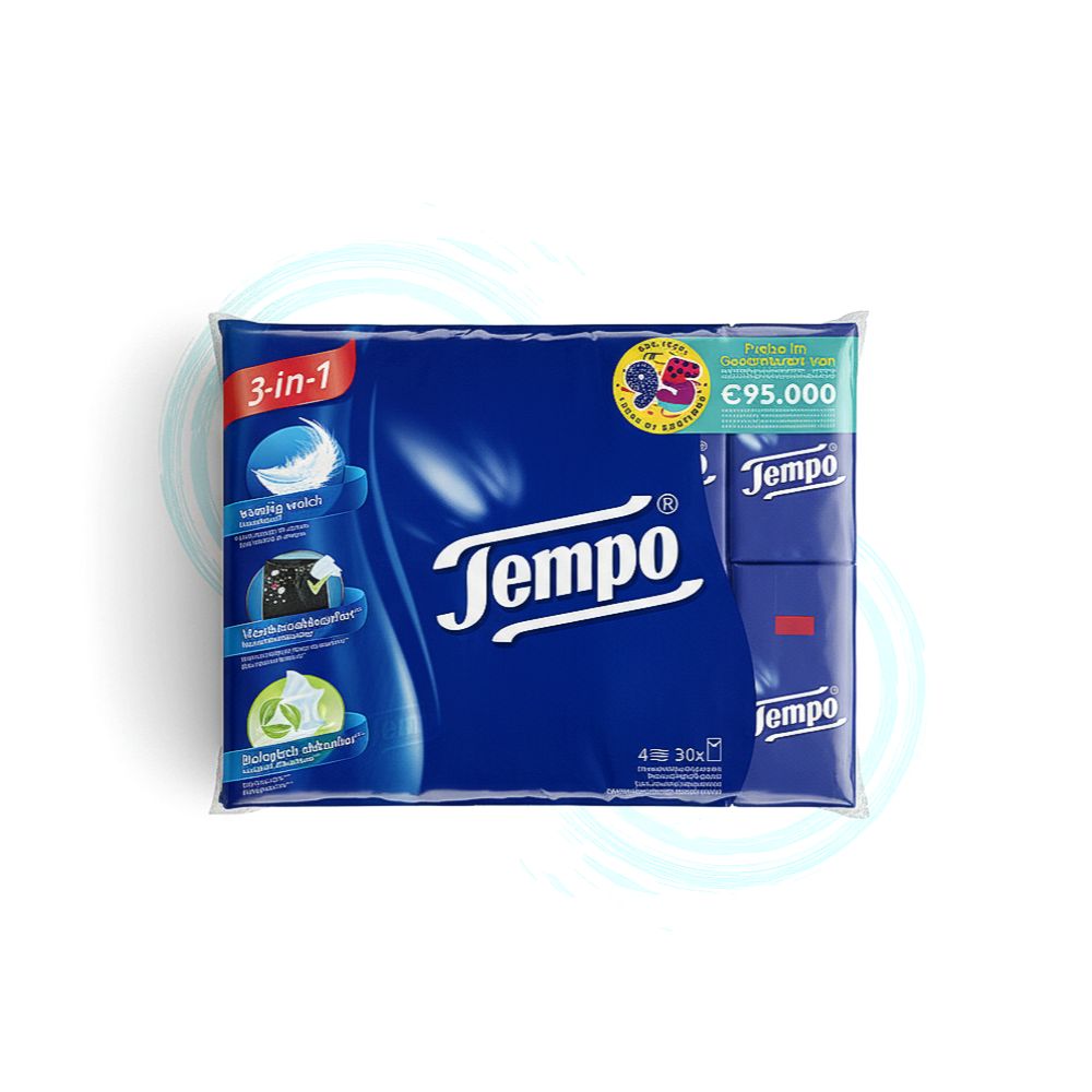 템포 휴지 tempo 포켓 티슈 휴대용 4겹 화장지 10매, 30팩 - 상품 이미지