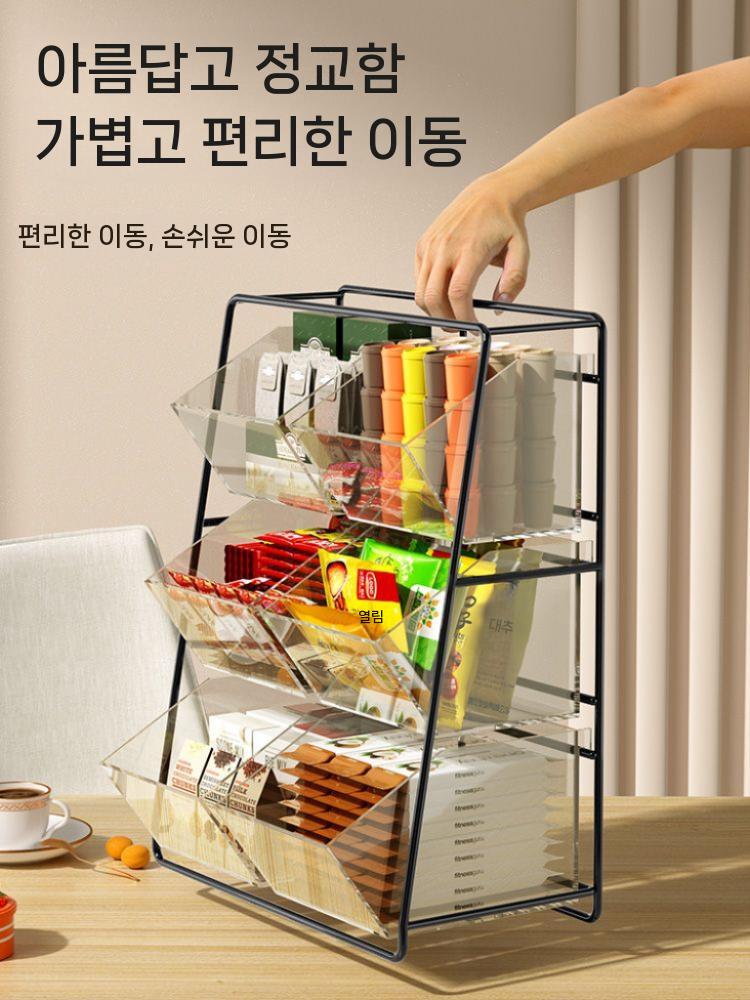 카페 사무실 정리대 투명 아크릴 티백 보관함 테이크아웃 커피 - 상세 이미지 2