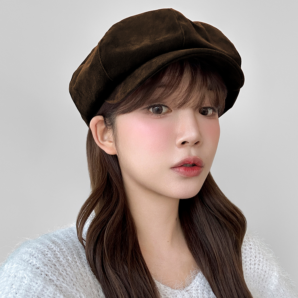 벨벳 헌팅캡 여성 가을 겨울 팔각모 헌팅캡 빵모자 뉴스보이캡 - 상세 이미지 5