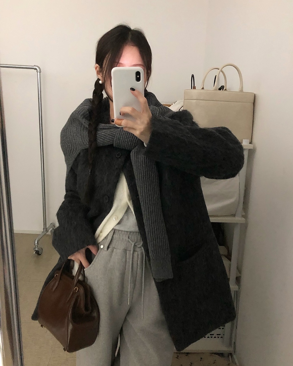 아이보 여성 겨울 울 노카라 오버핏 루즈핏 자켓 - 메인 이미지