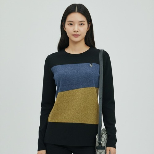 엄마옷 조이마담 T51817 B 배색 티셔츠 중년여성의류 - 메인 이미지