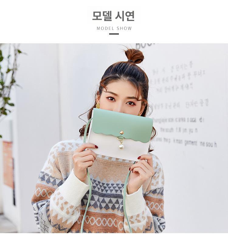 패션 미니 PU 체크 배낭 핸드폰 수납 가방 그린 - 상품 이미지