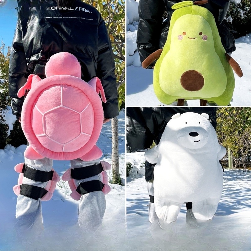 스노우보드 엉덩이보호대 인형 귀여운 팬더 동물 캐릭터 두툼하고 부드러운 플러시 충격흡수 - 상품 이미지