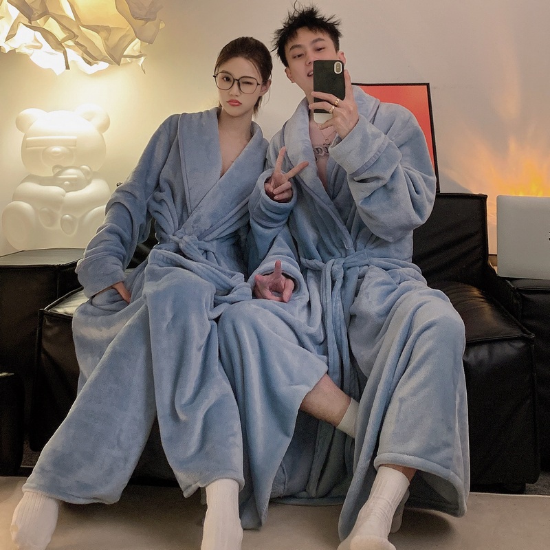 남자원피스 남성 잠옷 호피 무늬 빅사이즈 따뜻한 극세사 롱 파자마 가운 겨울 홈웨어 - 상세 이미지 5