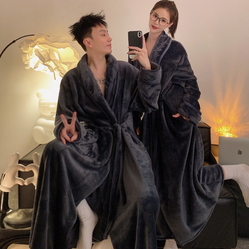 남자원피스 남성 잠옷 호피 무늬 빅사이즈 따뜻한 극세사 롱 파자마 가운 겨울 홈웨어 - 상세 이미지 4