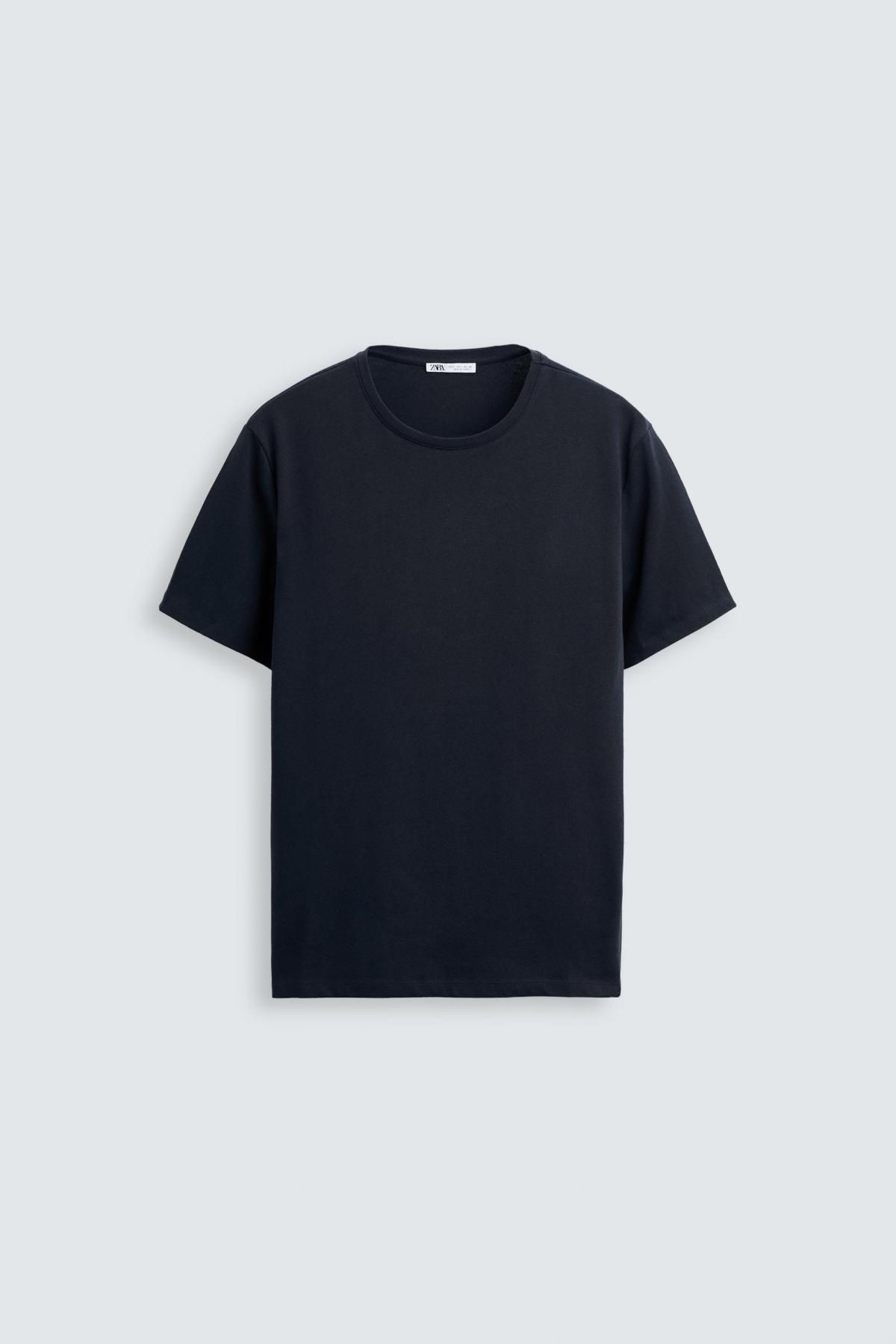 자라 베이직 슬림핏 라운드넥 반팔 티셔츠 5584/261 NAVY BLUE - 상품 이미지