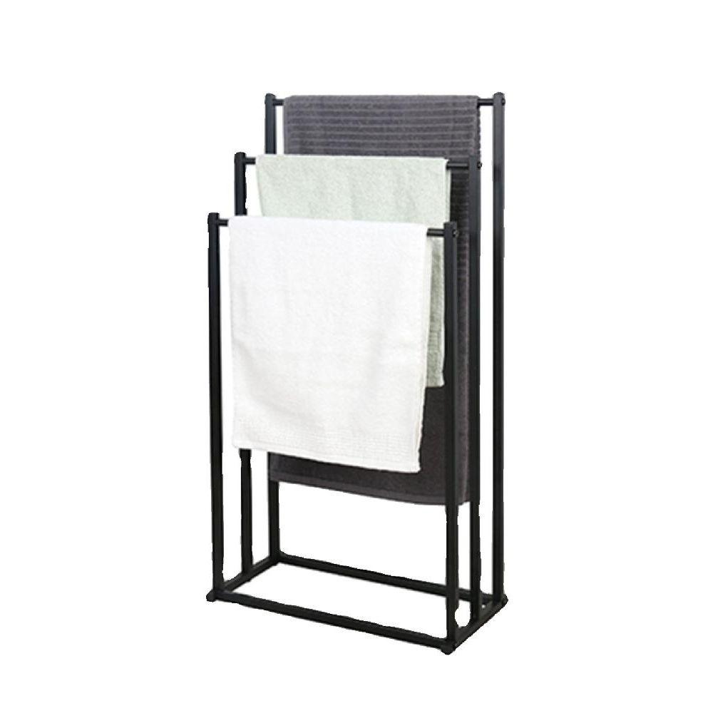 스탠드 수건걸이 타월 바닥 행거 거치대 화장실 매트 선반 욕실 블랙 고급형 44x21x86cm - 상품 이미지