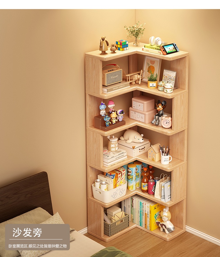 코너책장 거실 인테리어 서재 슬림 책장수납함 북카페 오픈 우드 파티션 원목 40cm 5겹 - 상세 이미지 5