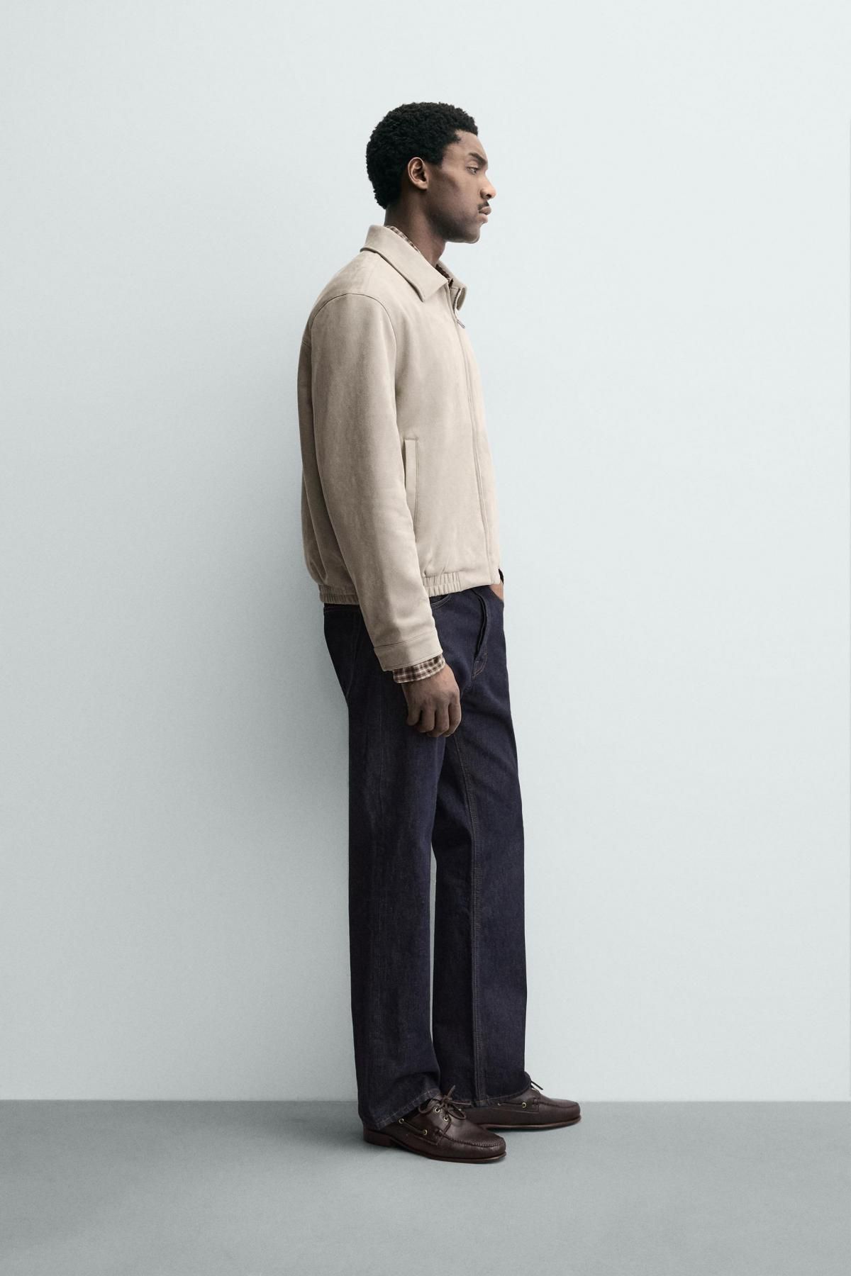 자라 페이크 스웨이드 지퍼 재킷 8574/600 LIGHT GREY - 상세 이미지 5